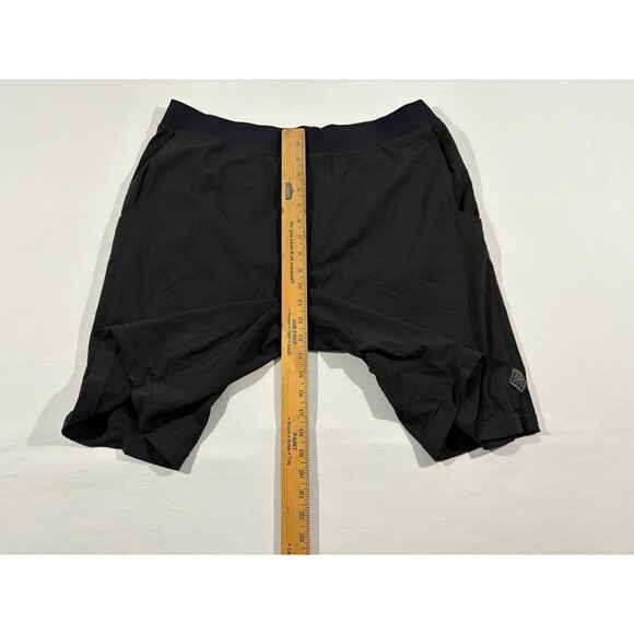 Prana Breathe Gym Shorts Men Black Pockets Performance Elastic Waist L Stretch - Picture 6 of 12
